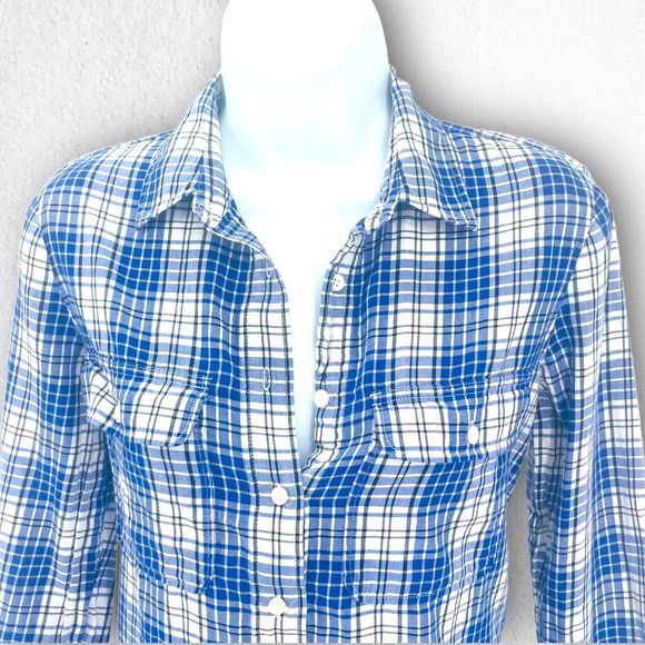 Madewell Market Popover In  Bluestem Plaid 1/2 Button Oversize Shirt XS S A2004 - Picture 1 of 9